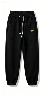  Black Elastic Waist Jogger Pants with Drawstring, Casual Sweatpants for Streetwear