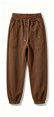  Brown Elastic Waist Jogger Pants with Drawstring, Casual Sweatpants for Streetwear