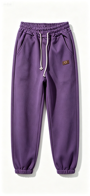  Purple Elastic Waist Jogger Pants with Drawstring, Casual Sweatpants for Streetwear