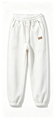  Off-White Elastic Waist Jogger Pants with Drawstring, Casual Sweatpants for Streetwear