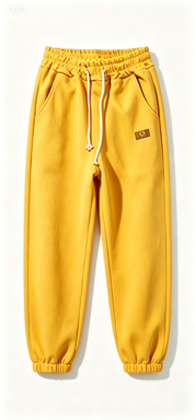  Yellow Elastic Waist Jogger Pants with Drawstring, Casual Sweatpants for Streetwear