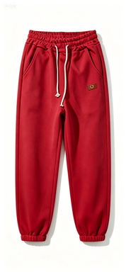  Red Elastic Waist Jogger Pants with Drawstring, Casual Sweatpants for Streetwear