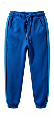  Royal Blue Jogger Pants with Side Stripes, Elastic Waist & Drawstring, Casual Streetwear Sweatpants
