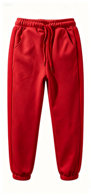 Red Jogger Pants with Side Stripes, Elastic Waist & Drawstring, Casual Streetwear Sweatpants