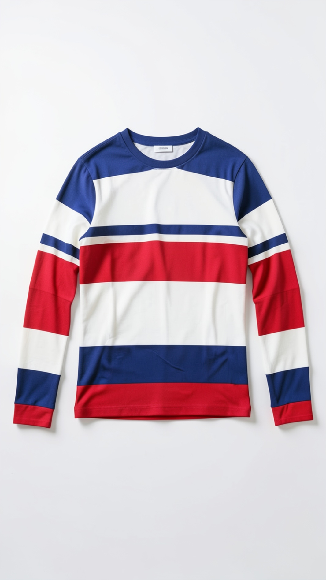 Red, White & Blue Horizontal Striped Crew Neck Long-Sleeve T-Shirt