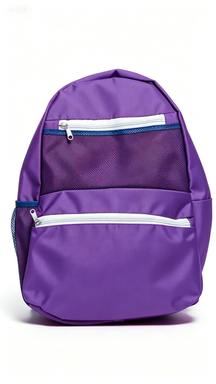 Deep Purple Casual Backpack with Mesh Pockets, Everyday Use