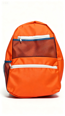 Vibrant Orange Casual Backpack with Mesh Pockets, Everyday Use