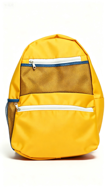 Bright Yellow Casual Backpack with Mesh Pockets, Everyday Use