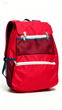 Vibrant Red Flap Backpack with Multi-Zipper Pockets, for Work & School
