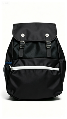Classic Black Flap Backpack with Buckle Closure, for Work & School