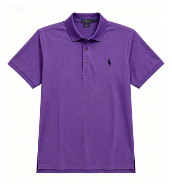 Men's Purple Polo Shirt with Embroidered Pony Logo, Breathable Cotton Blend