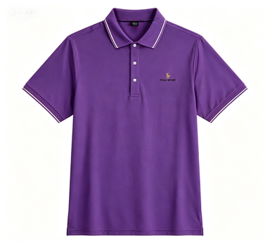 Men's Purple Quick-Dry Polo Shirt with Embroidery Logo, Breathable & Wrinkle-Resistant