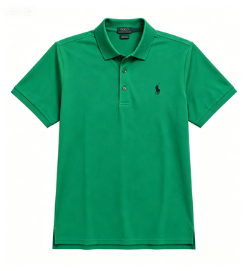 Men's Green Polo Shirt with Embroidered Pony Logo, Breathable Cotton Blend