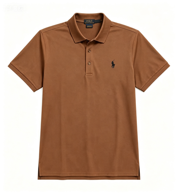 Men's Brown Polo Shirt with Embroidered Pony Logo, Breathable Cotton Blend