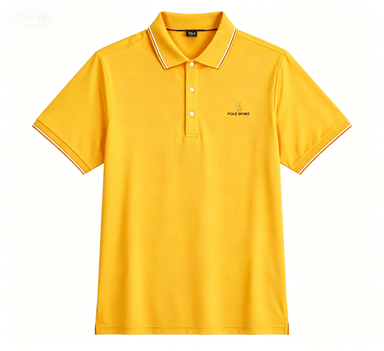 Men's Yellow Quick-Dry Polo Shirt with Embroidery Logo, Breathable & Wrinkle-Resistant