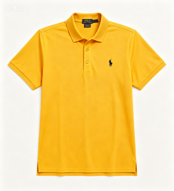 Men's Yellow Polo Shirt with Embroidered Pony Logo, Breathable Cotton Blend