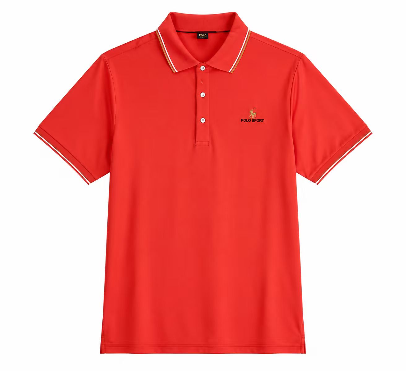 Men's Red Quick-Dry Polo Shirt with Embroidery Logo, Breathable & Wrinkle-Resistant