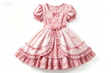 Light Pink Sweet Lolita Dress, Lace & Ruffle Short-Sleeve Party Dress