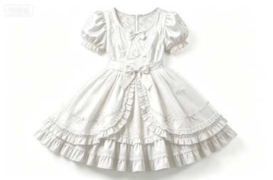 Pure White Elegant Lolita Dress, Lace & Ruffle Short-Sleeve Party Dress