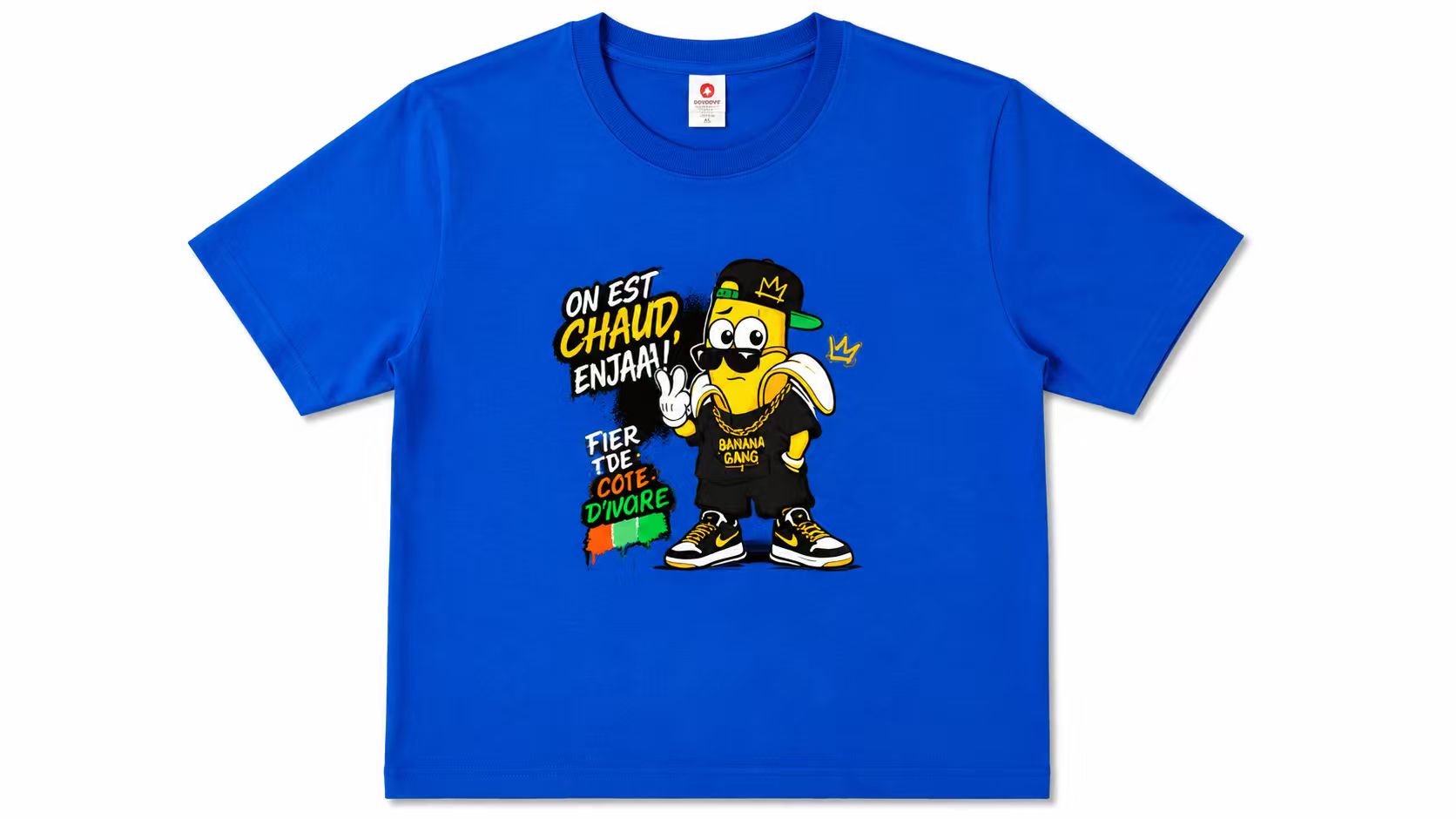 Royal Blue Côte d'Ivoire Banana Gang T-Shirt, Streetwear "On Est Chaud" Tee