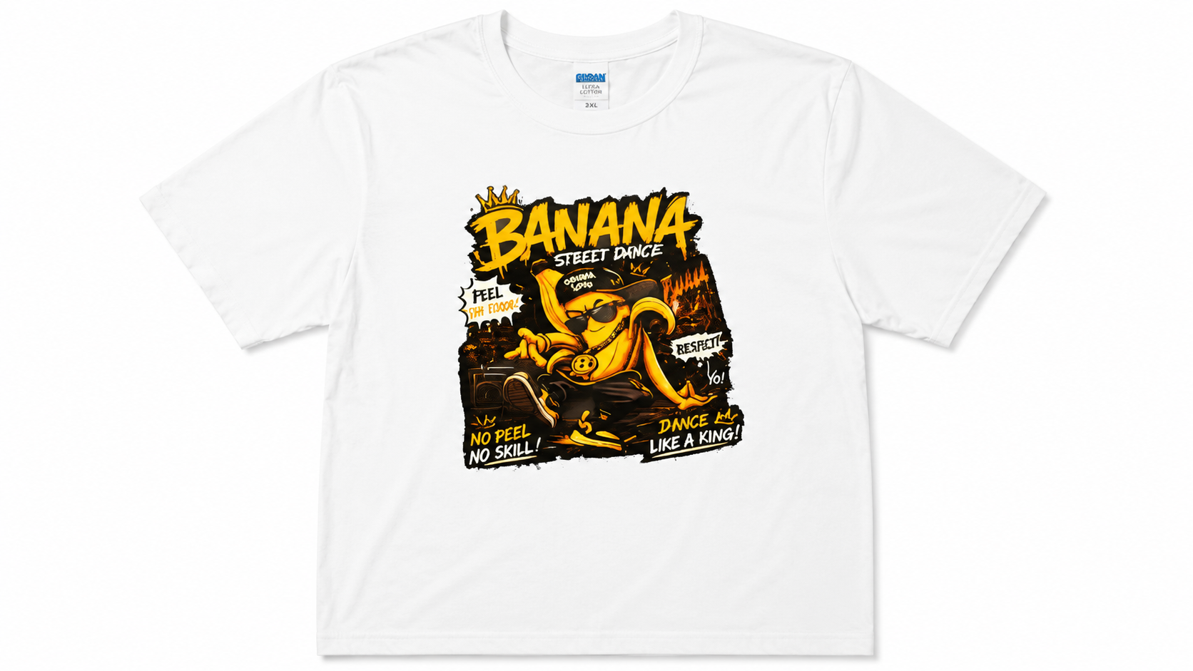 White Banana Street Dance T-Shirt, Hip Hop "Dance Like a King" Tee