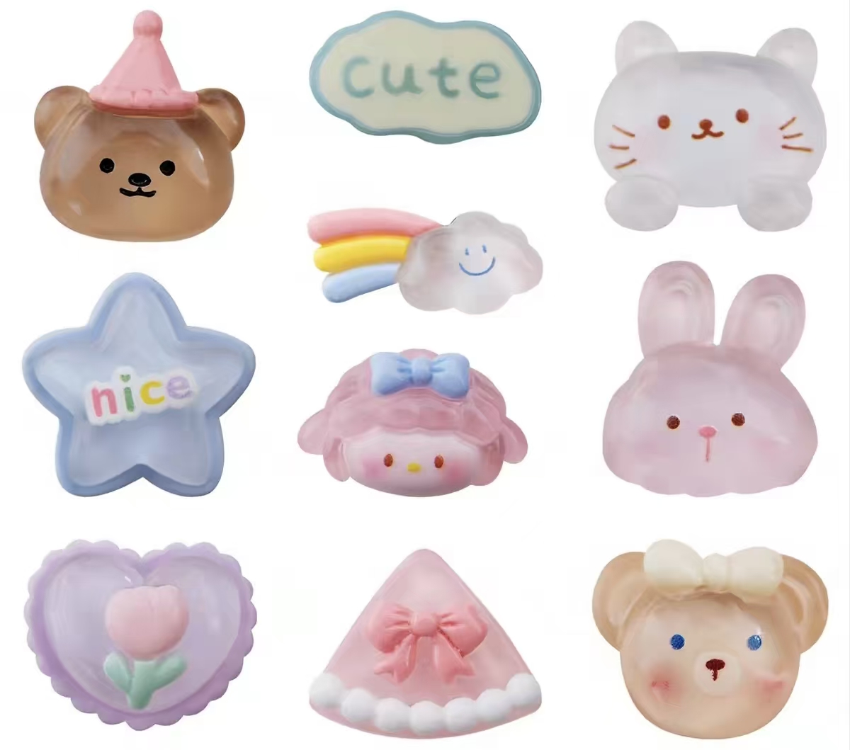 Set de charmes de sabots cartoon mignons effet gelée