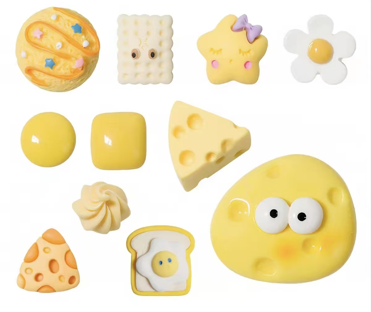 Set de charmes de sabots thème gourmand tons fromage